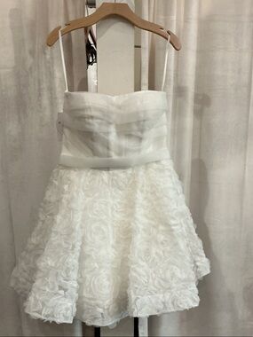 UNTAMED PETALS BY AMANDA JUDGE Ivory Strapless Rosette Bow Skater Dress